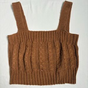 My Michelle Brown Cable Knit Crop Top- Small